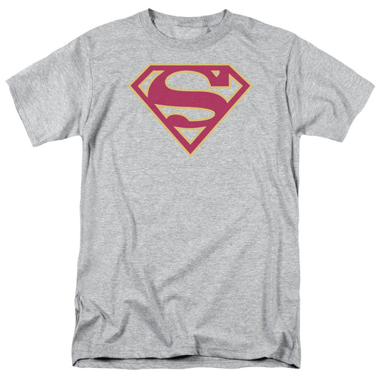 Superman - Red & Gold Shield - Short Sleeve Adult 18/1 - Athletic Heather T-shirt