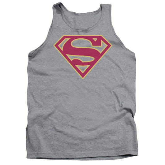Superman - Red & Gold Shield - Adult Tank - Athletic Heather