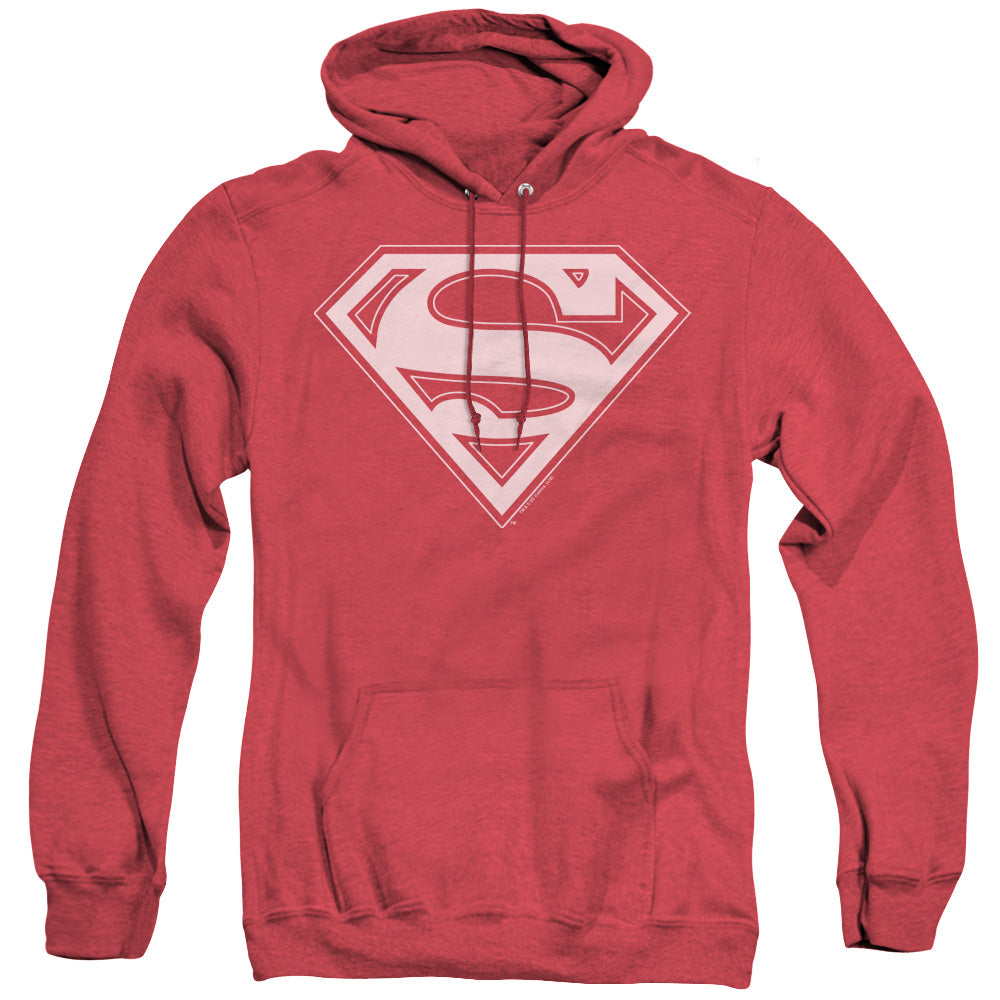 Superman - Red & Gold Shield - Adult Heather Hoodie - Red