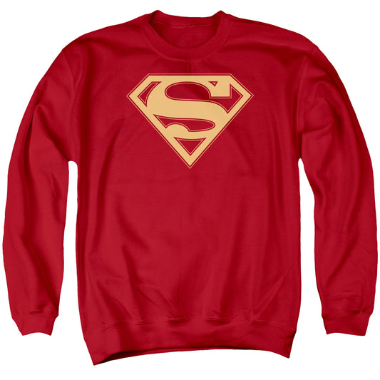 Superman - Red &amp; Gold Shield - Adult Crewneck Sweatshirt - Red