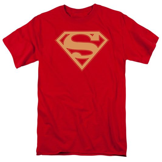 Superman - Red & Gold Shield - Short Sleeve Adult 18/1 - Red T-shirt