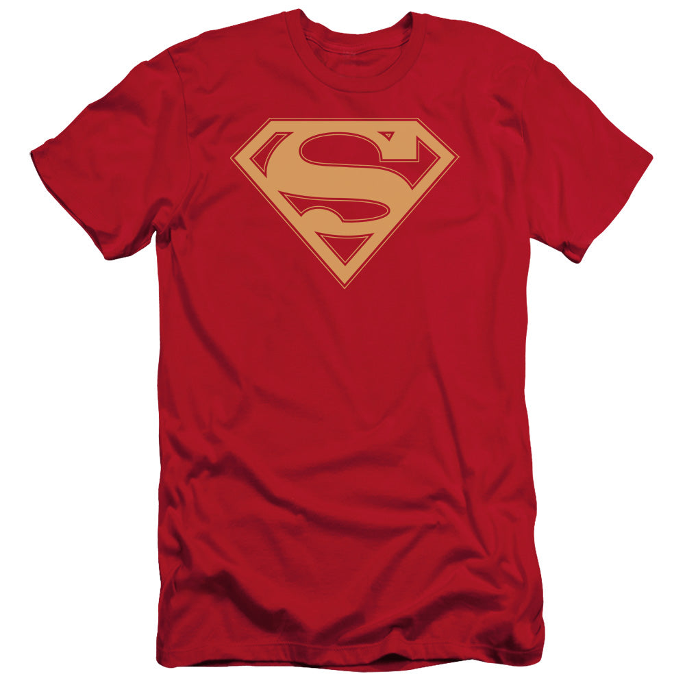 Superman - Red & Gold Shield - Short Sleeve Adult 30/1 - Red T-shirt