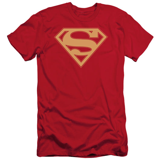 Superman - Red & Gold Shield - Short Sleeve Adult 30/1 - Red T-shirt