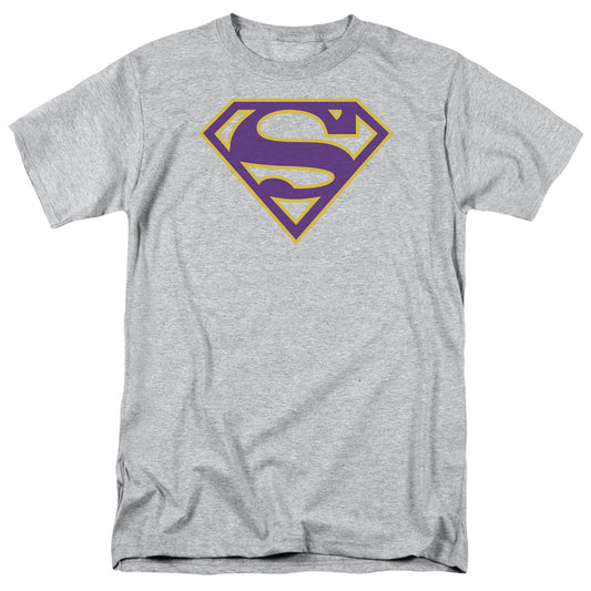 Superman - Purple & Gold Shield - Short Sleeve Adult 18/1 - Athletic Heather T-shirt