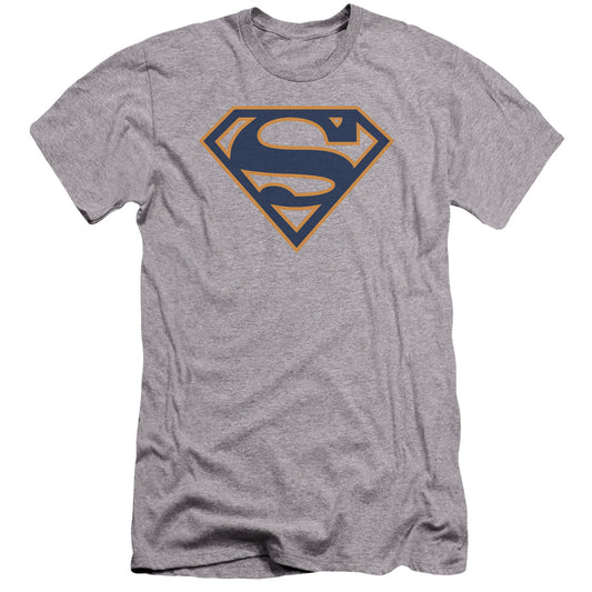 Superman - Navy & Orange Shield-premuim Canvas Adult Slim Fit 30/1 - Athletic Heather