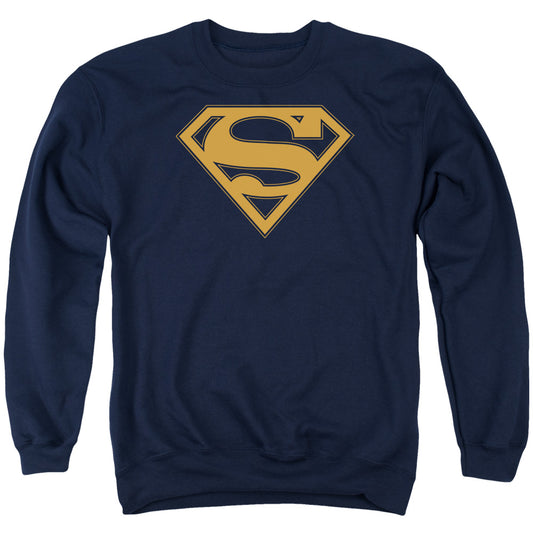 Superman - Navy &amp; Orange Shield - Adult Crewneck Sweatshirt - Navy