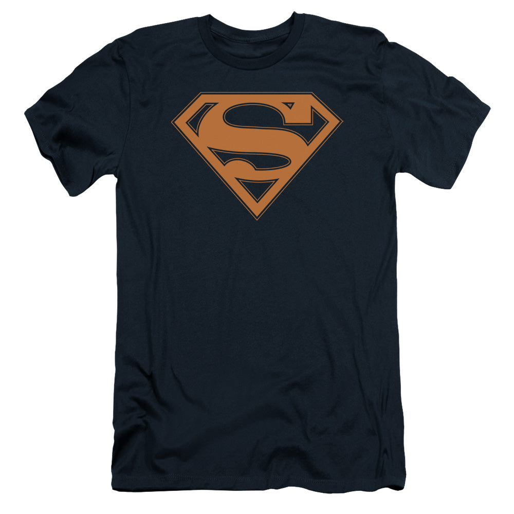 Superman - Navy & Orange Shield - Short Sleeve Adult 30/1 - Navy T-shirt