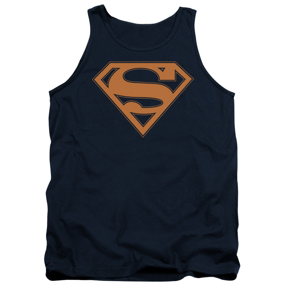 Superman - Navy & Orange Shield - Adult Tank - Navy
