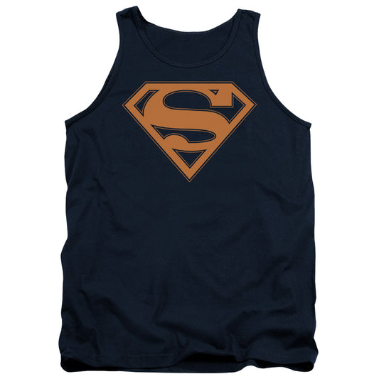 Superman - Navy & Orange Shield - Adult Tank - Navy