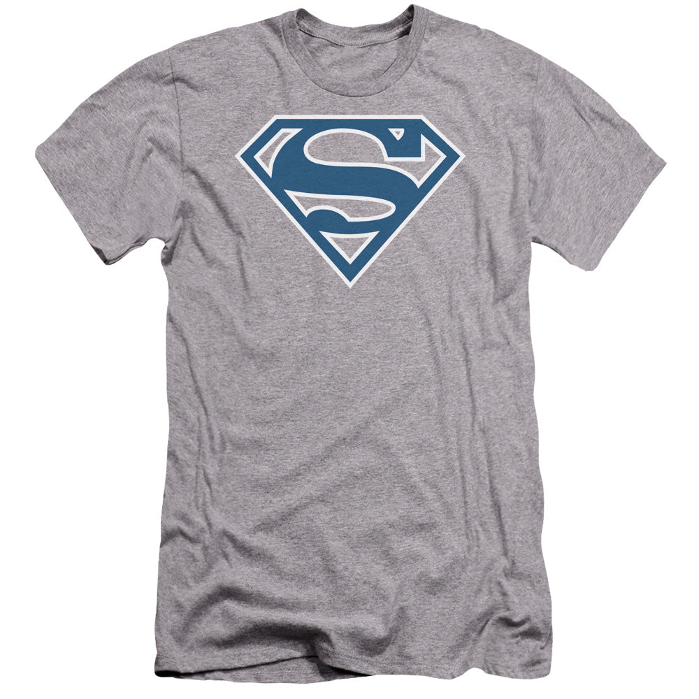 Superman - Blue & White Shield-premuim Canvas Adult Slim Fit 30/1 - Athletic Heather