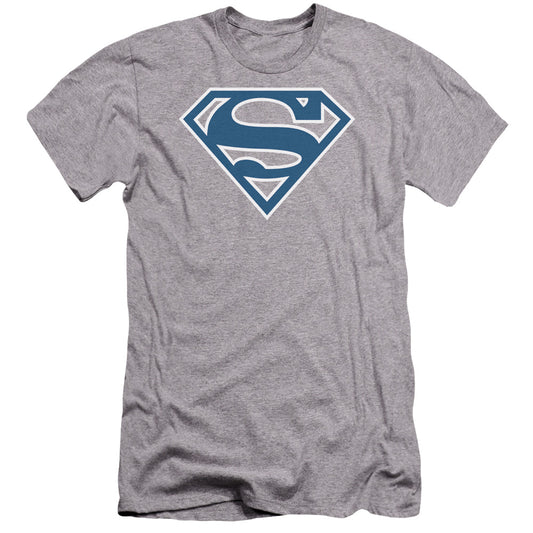 Superman - Blue & White Shield-premuim Canvas Adult Slim Fit 30/1 - Athletic Heather
