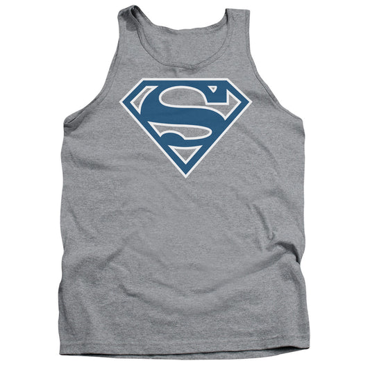 Superman - Blue & White Shield - Adult Tank - Athletic Heather
