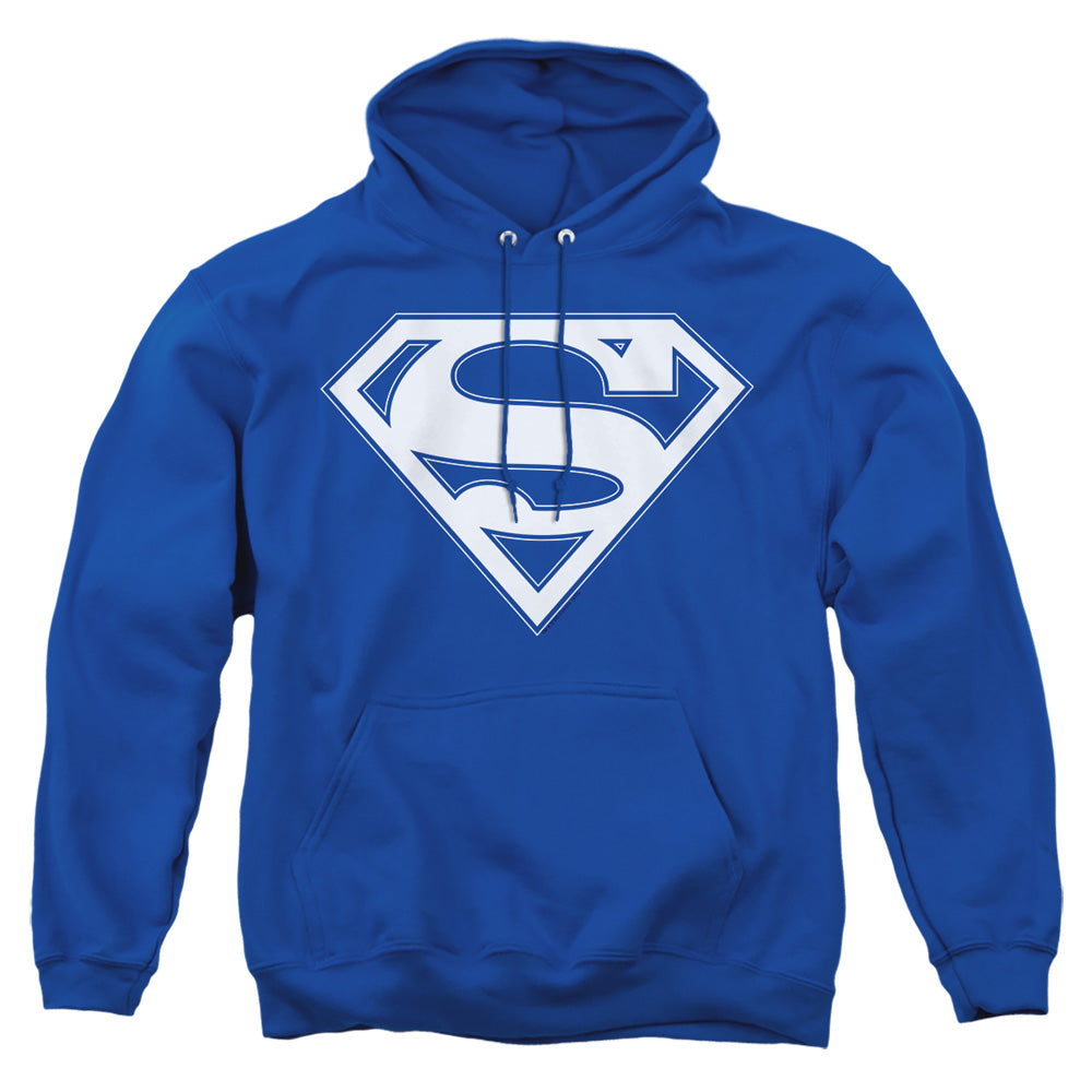 Superman - Blue &amp; White Shield - Adult Pull-over Hoodie - Royal Blue