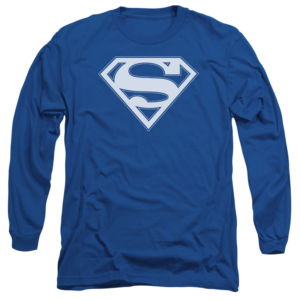 Superman - Blue & White Shield - Long Sleeve Adult 18/1 - Royal Blue T-shirt