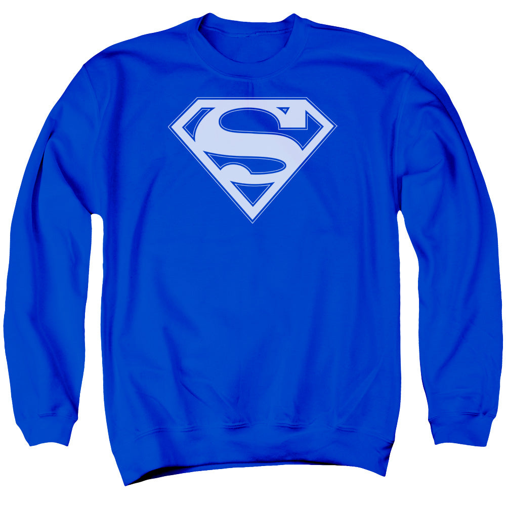 Superman - Blue &amp; White Shield - Adult Crewneck Sweatshirt - Royal Blue
