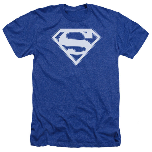 Superman - Blue & White Shield - Adult Heather - Royal Blue