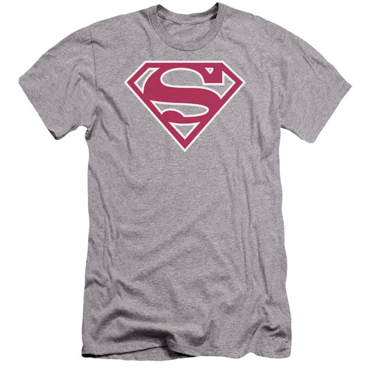 Superman - Red & White Shield-premuim Canvas Adult Slim Fit 30/1 - Athletic Heather