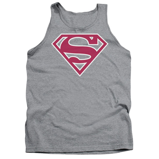 Superman - Red & White Shield - Adult Tank - Athletic Heather