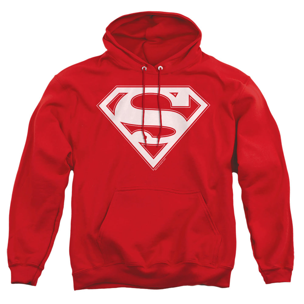 Superman - Red &amp; White Shield - Adult Pull-over Hoodie - Red
