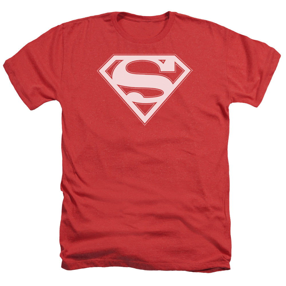 Superman - Red & White Shield - Adult Heather - Red