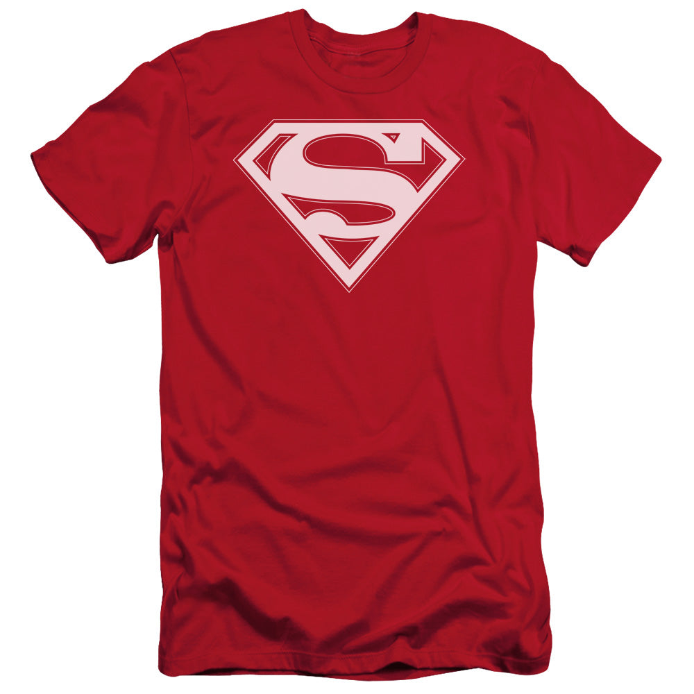 Superman - Red & White Shield - Short Sleeve Adult 30/1 - Red T-shirt