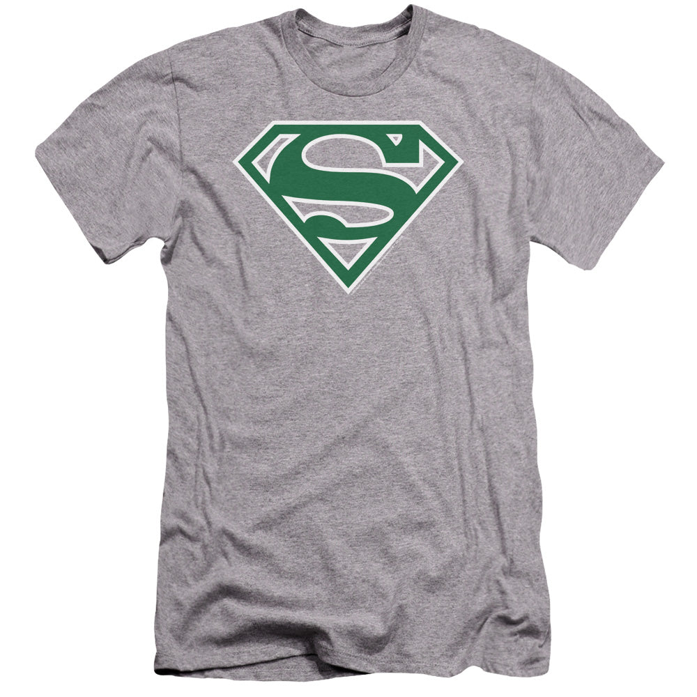 Superman - Green & White Shield-premuim Canvas Adult Slim Fit 30/1 - Athletic Heather