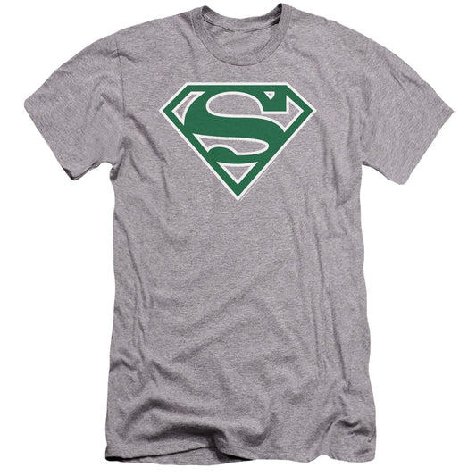Superman - Green & White Shield-premuim Canvas Adult Slim Fit 30/1 - Athletic Heather