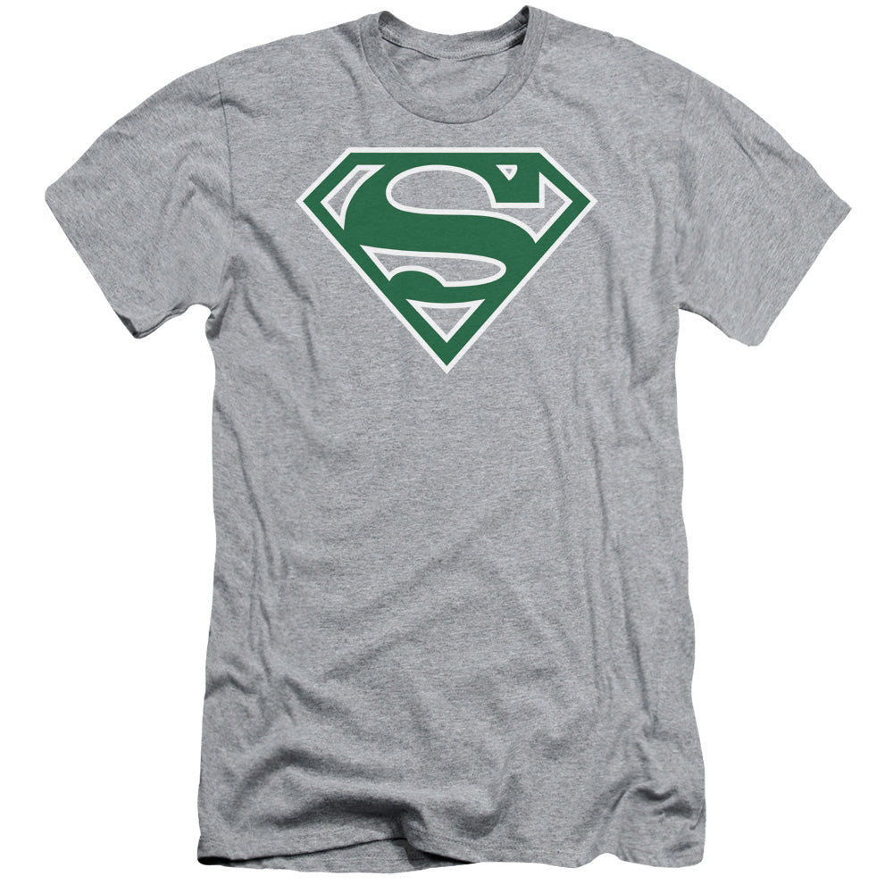 Superman - Green & White Shield - Short Sleeve Adult 30/1 - Athletic Heather T-shirt