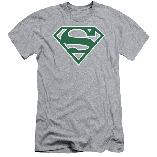 Superman - Green & White Shield - Short Sleeve Adult 30/1 - Athletic Heather T-shirt