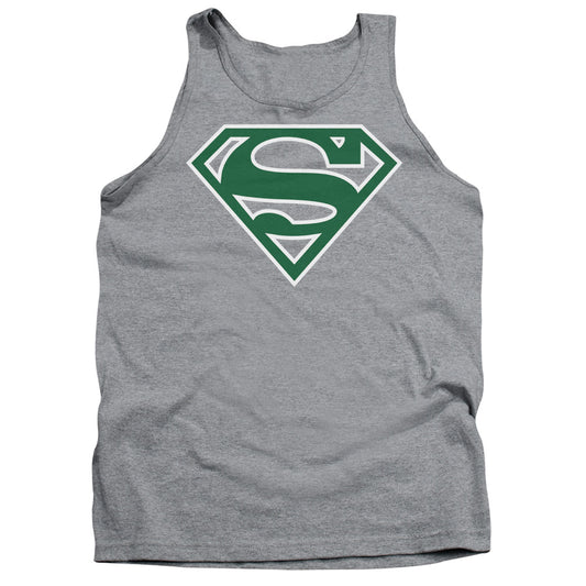 Superman - Green & White Shield - Adult Tank - Athletic Heather