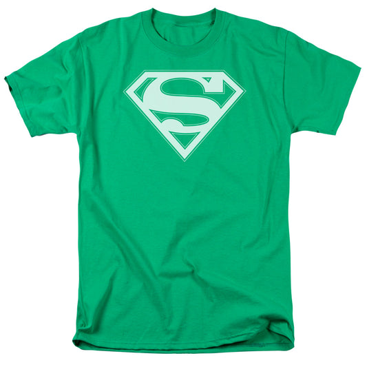 Superman - Green & White Shield - Short Sleeve Adult 18/1 - Kelly Green T-shirt