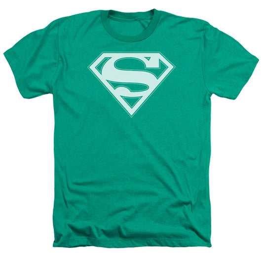 Superman - Green & White Shield - Adult Heather - Kelly Green