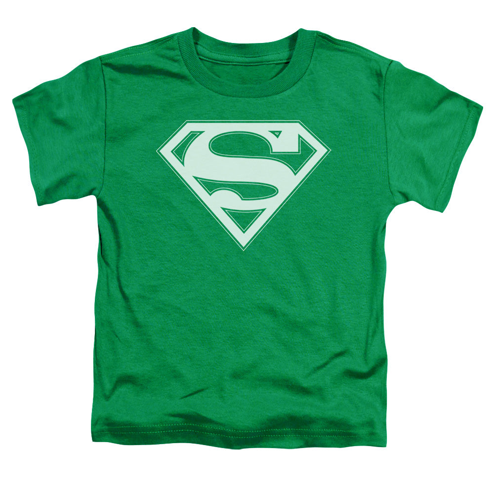 Superman - Green & White Shield - Short Sleeve Toddler Tee - Kelly Green T-shirt