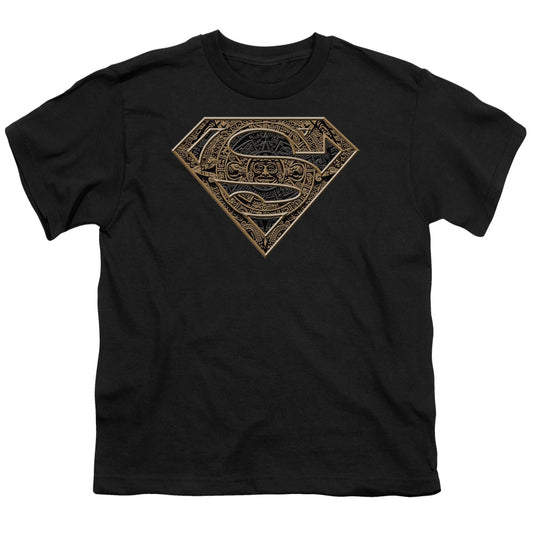 Superman - Aztec Shield - Short Sleeve Youth 18/1 - Black T-shirt