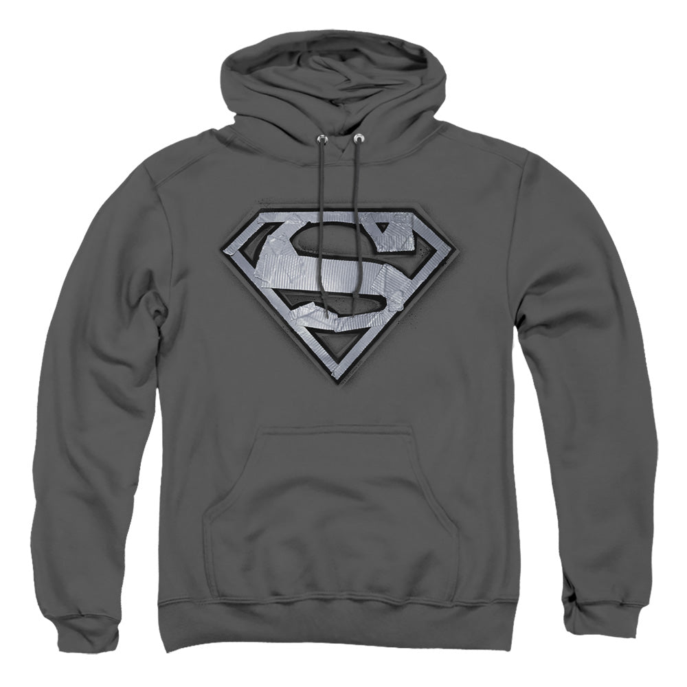 Superman - Duct Tape Shield - Adult Pull-over Hoodie - Charcoal