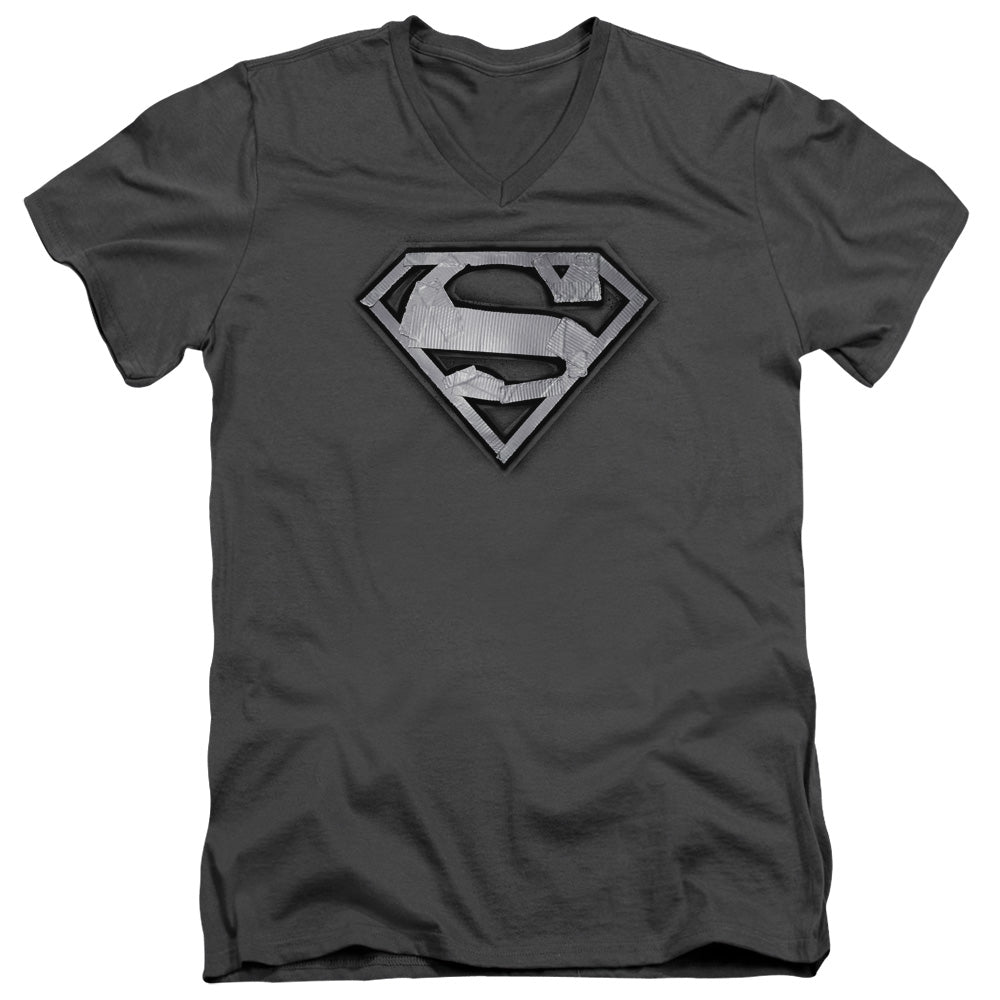 SUPERMAN DUCT TAPE SHIELD - S/S ADULT V-NECK - CHARCOAL T-Shirt