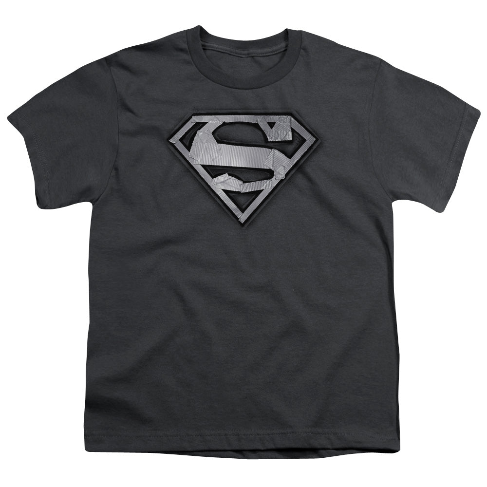 Superman - Duct Tape Shield - Short Sleeve Youth 18/1 - Charcoal T-shirt