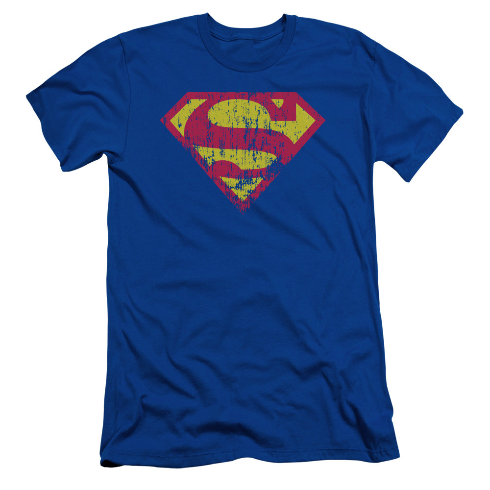 Superman - Classic Logo Distressed - Short Sleeve Adult 30/1 - Royal Blue T-shirt