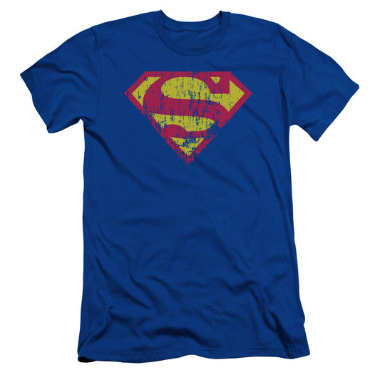 Superman - Classic Logo Distressed - Short Sleeve Adult 30/1 - Royal Blue T-shirt