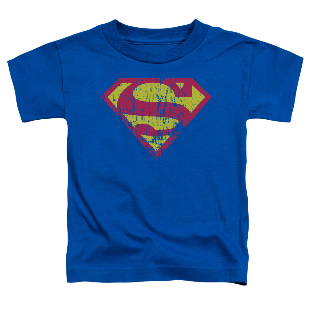 Superman - Classic Logo Distressed - Short Sleeve Toddler Tee - Royal Blue T-shirt