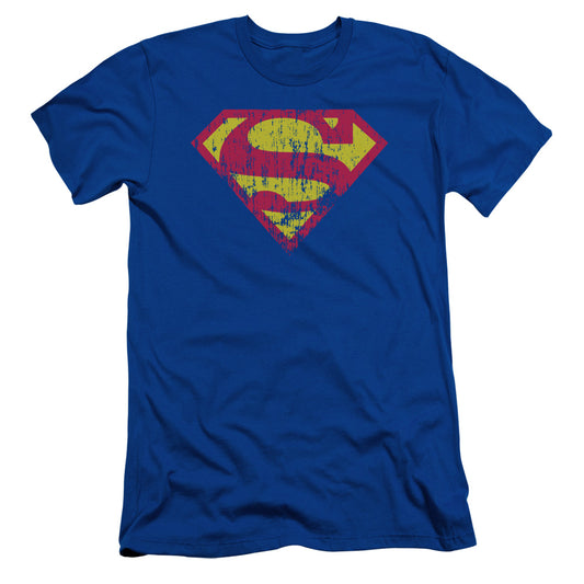 Superman - Classic Logo Distressed - Short Sleeve Adult 30/1 - Royal Blue T-shirt