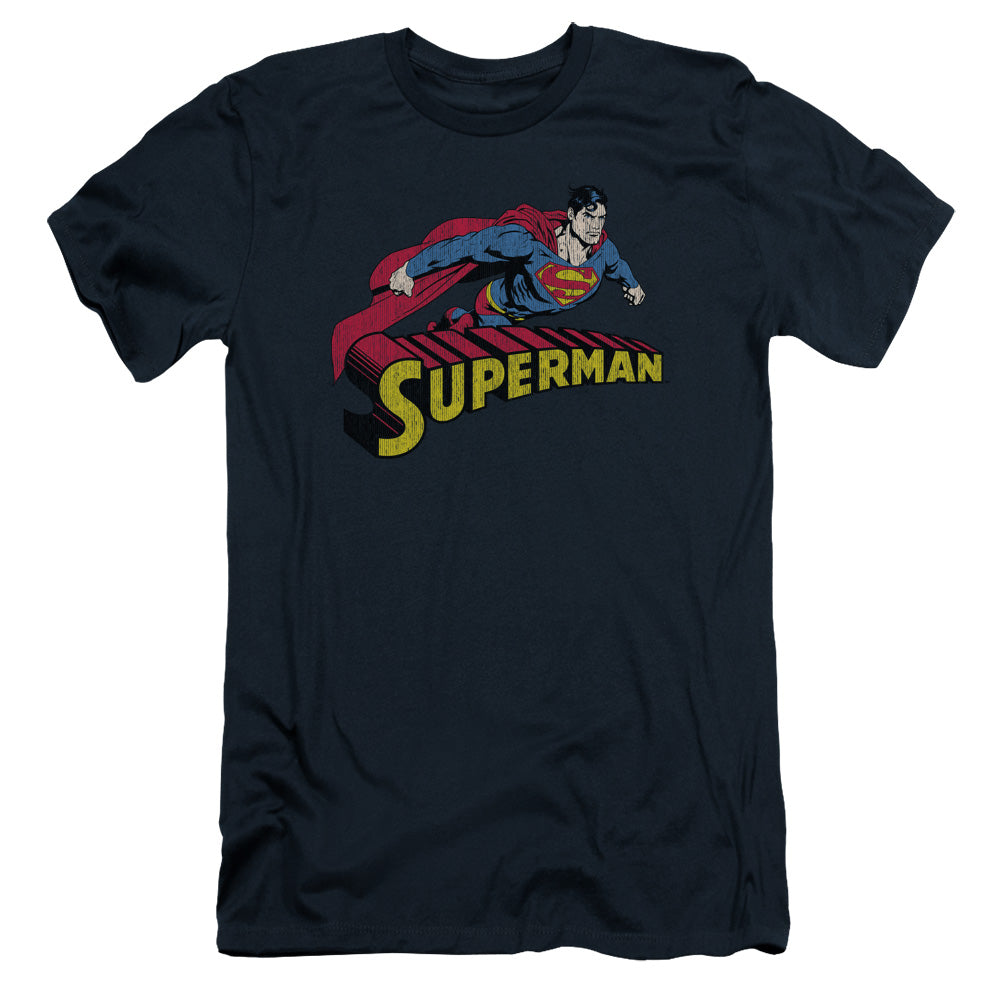 Superman - Flying Over - Short Sleeve Adult 30/1 - Navy T-shirt