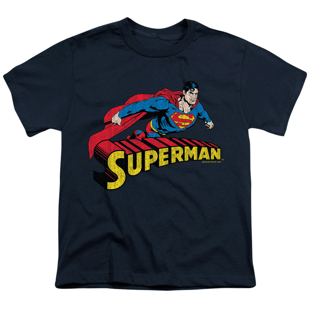 Superman - Flying Over - Short Sleeve Youth 18/1 - Navy T-shirt