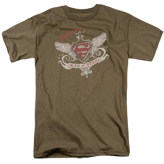 Superman - Victorian Wings Supes - Short Sleeve Adult 18/1 - Safari Green T-shirt
