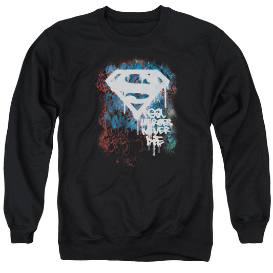 Superman - Real Heroes Never Die - Adult Crewneck Sweatshirt - Black
