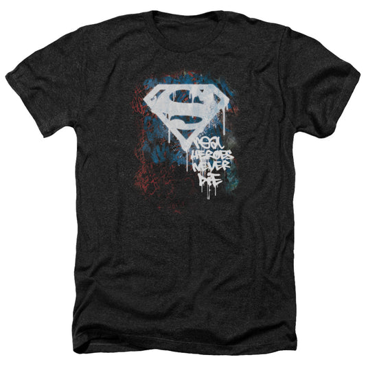 Superman - Real Heroes Never Die - Adult Heather-black