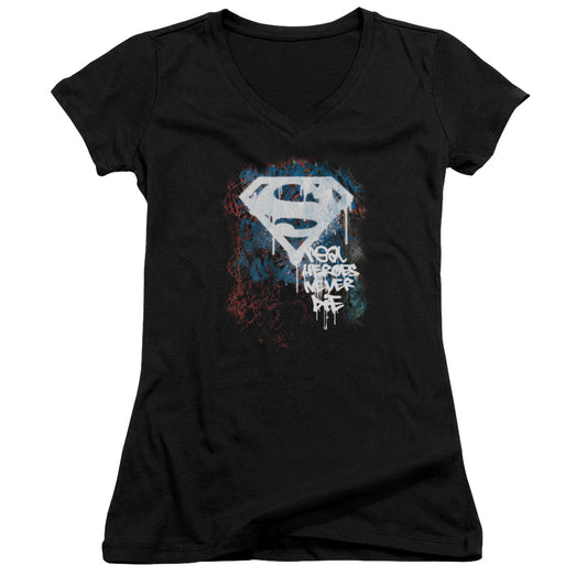 Superman - Real Heroes Never Die - Junior V-neck - Black