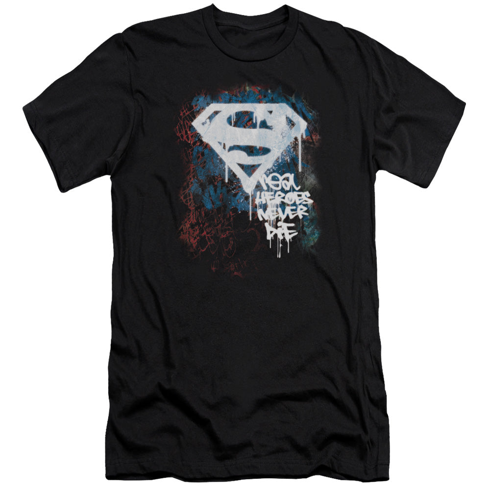 Superman - Real Heroes Never Die-premuim Canvas Adult Slim Fit 30/1 - Black