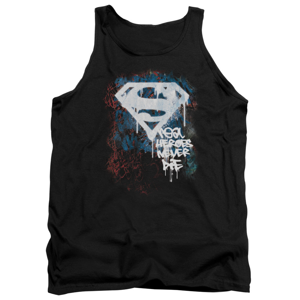 Superman - Real Heroes Never Die - Adult Tank - Black