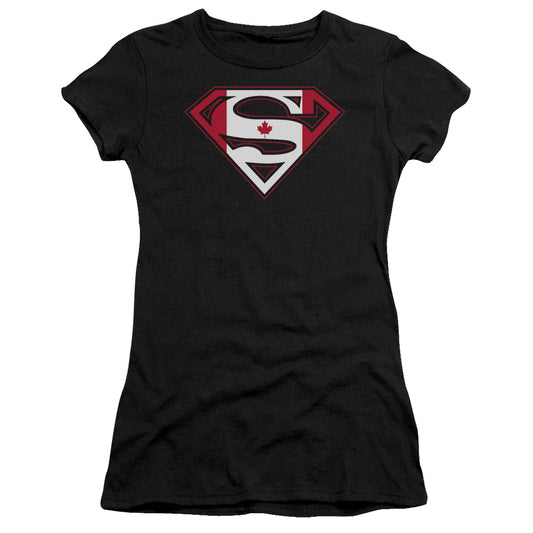 Superman - Canadian Shield - Short Sleeve Junior Sheer - Black T-shirt